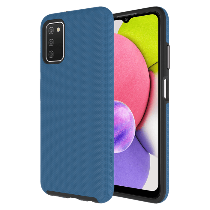 AXS PROTech Case and Glass Screen Protector for Samsung Galaxy A03s Blue