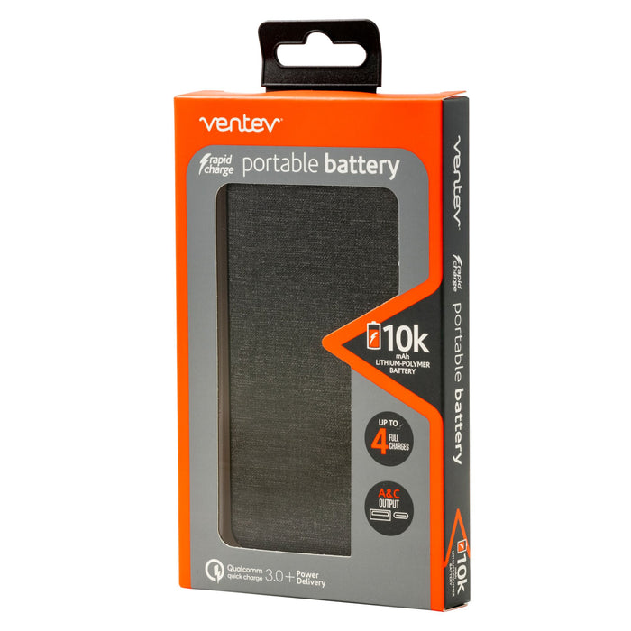 Ventev 10K mAh Portable Battery Gray