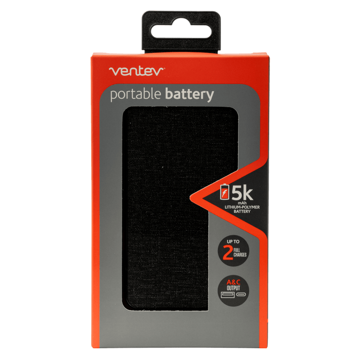 Ventev Portable Battery 5,000 mAh Gray