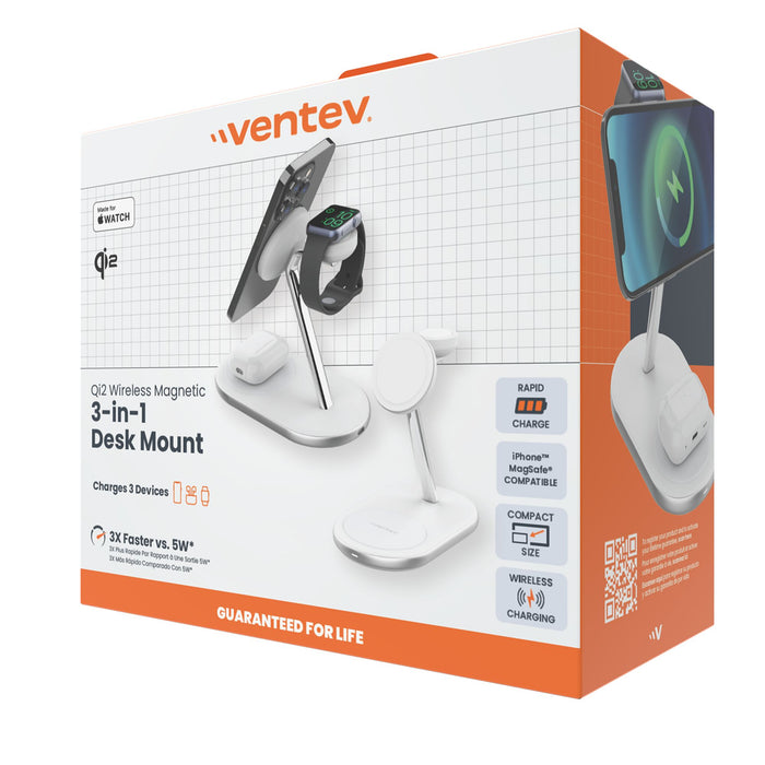Ventev Qi2 Wireless 3-1 Desk Mount -