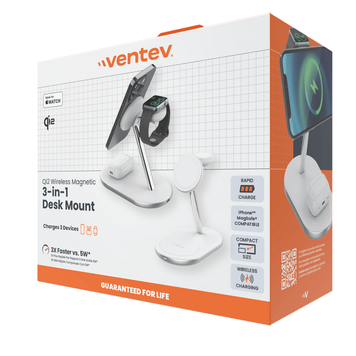 Ventev Qi2 Wireless 3-1 Desk Mount -