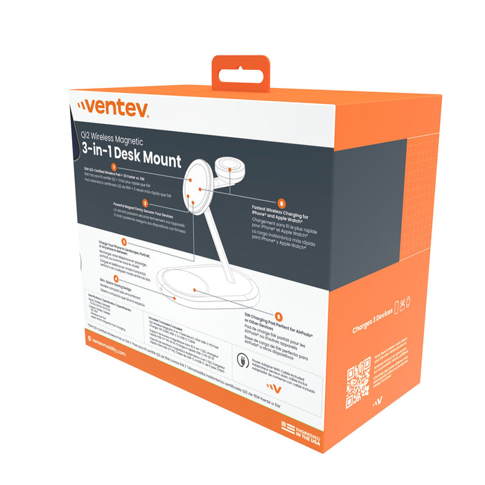 Ventev Qi2 Wireless 3-1 Desk Mount -