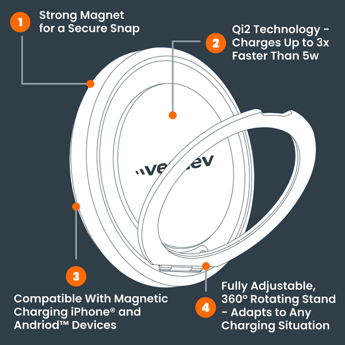Ventev Qi215W Wireless Magnetic Charger with Stand
