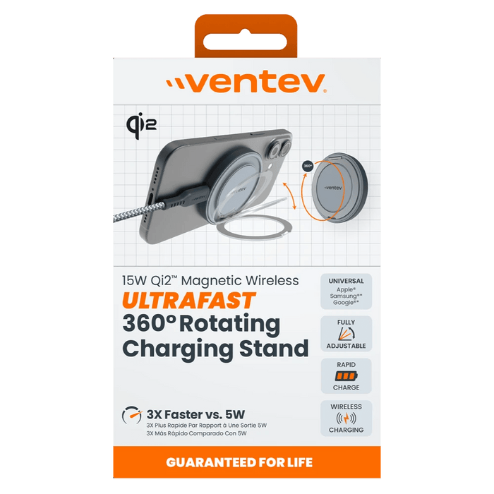 Ventev Qi215W Wireless Magnetic Charger with Stand