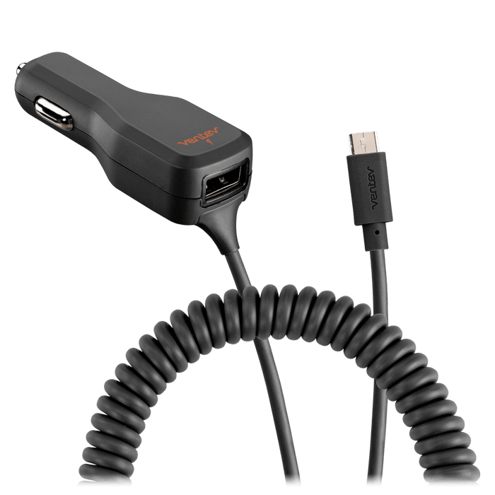 Ventev 17W USB-A Car Charger and Connected Micro-USB-Cable