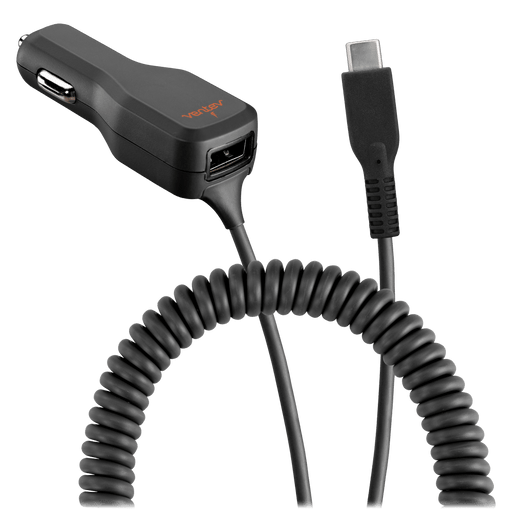 Ventev 20W ULTRAFAST Dual USB-A and USB-C Car Charger and Connected USB-C Cable