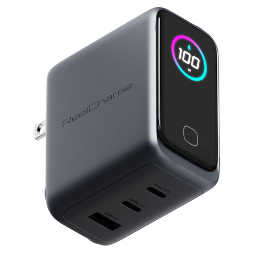ReelCharge 100W 3-in-1 Laptop Charger with Smart Display