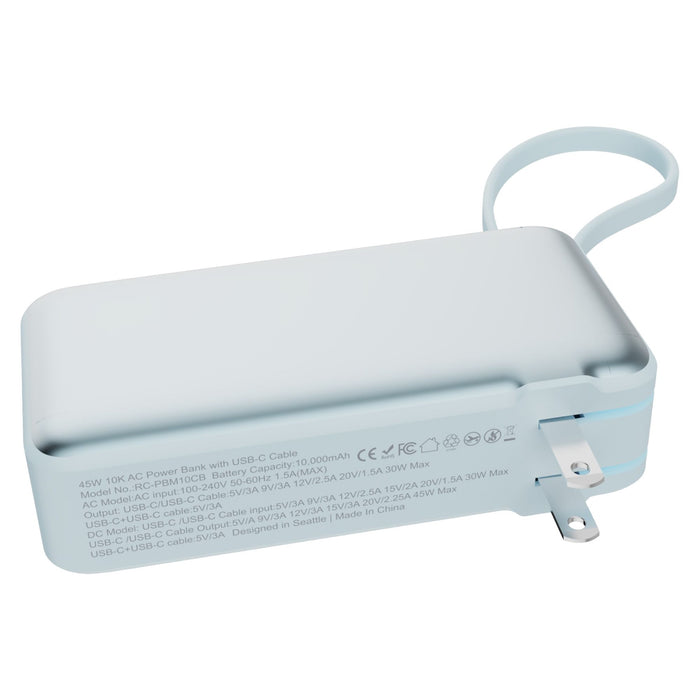 ReelCharge Flex Power Bank 45W with Integrated USB-C Cable 10,000 mAh