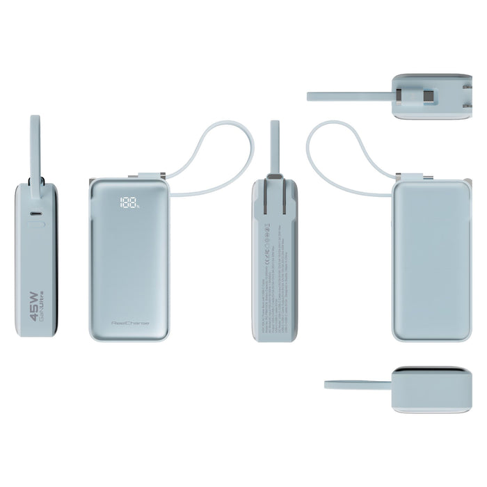ReelCharge Flex Power Bank 45W with Integrated USB-C Cable 10,000 mAh
