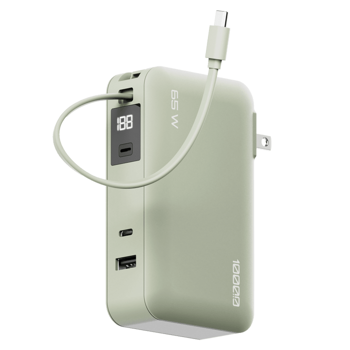 ReelCharge 10,000 mAh Power Bank Flex with Integrated USB-C Cable 65W