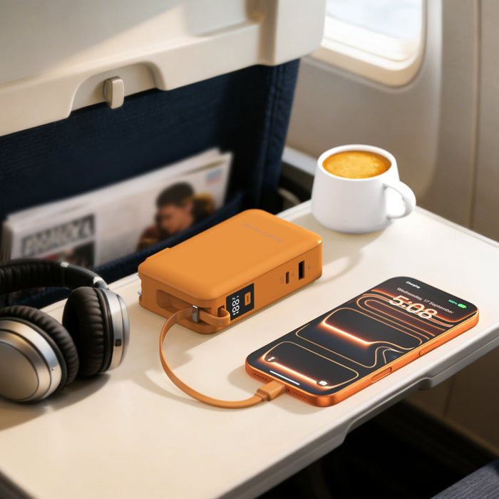 ReelCharge 10,000 mAh Power Bank Flex with Integrated USB-C Cable 65W