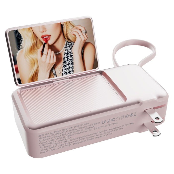 ReelCharge ReFlextion 45W USB-C Power Bank with Folding Mirror 10,000 mAh