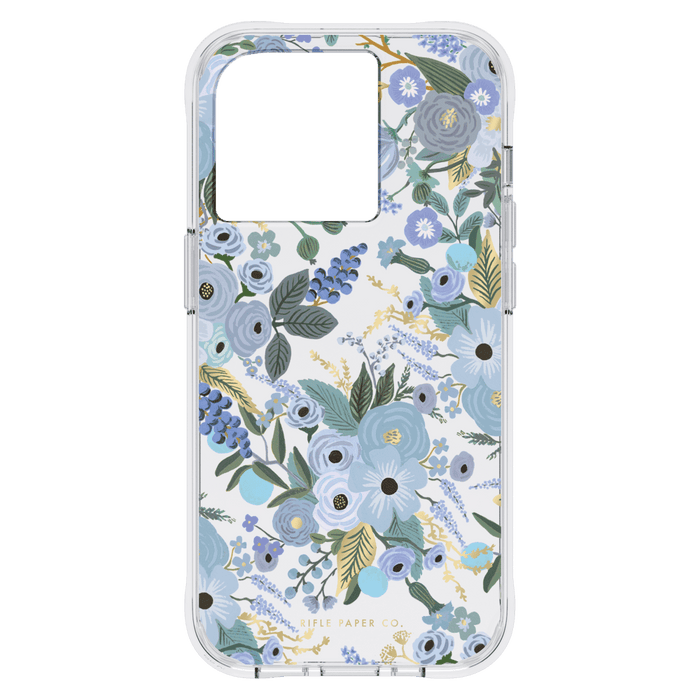 Rifle Paper Co Ultra Slim Antimicrobial Case for Apple iPhone 14 Pro Garden Party Blue