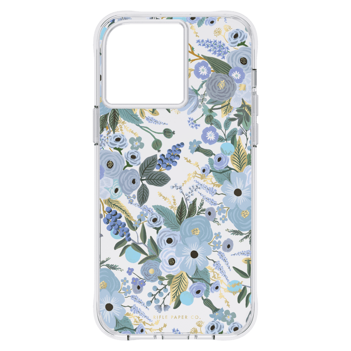 Rifle Paper Co Ultra Slim Antimicrobial Case for Apple iPhone 14 Pro Max Garden Party Blue