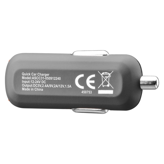 Ventev 24W ULTRAFAST USB-A Car Charger and USB-A to Micro-USB Cable Gray