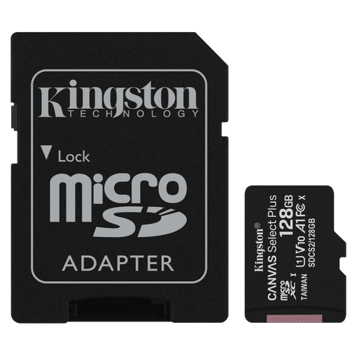 Kingston microSDXC Canvas Select Plus 128GB Memory Card and Adapter