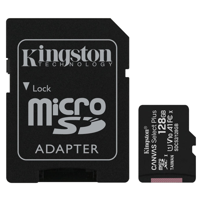 Kingston microSDXC Canvas Select Plus 128GB Memory Card and Adapter