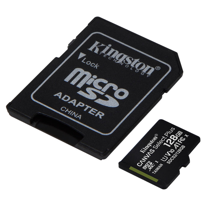 Kingston microSDXC Canvas Select Plus 128GB Memory Card and Adapter Black