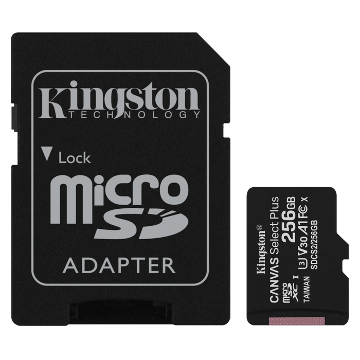 Kingston microSDXC Canvas Select Plus 256GB Memory Card and Adapter Black