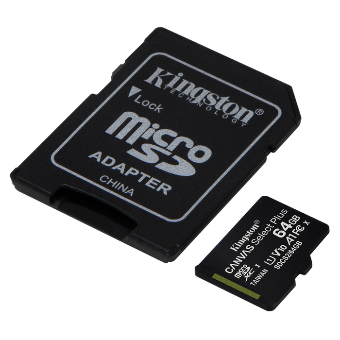Kingston microSDXC Canvas Select Plus 64GB Memory Card and Adapter Black