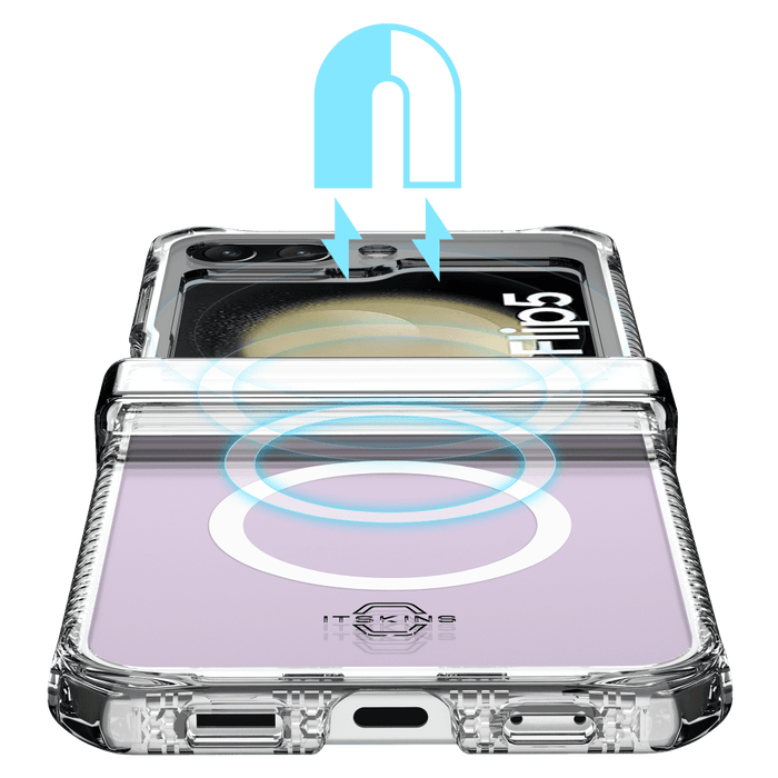 ITSKINS Hybrid_R Clear Hinge MagSafe Case for Samsung Galaxy Z Flip5 Transparent