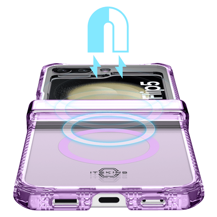 ITSKINS Supreme_R Hinge MagSafe Case for Samsung Galaxy Z Flip5 Transparent Purple