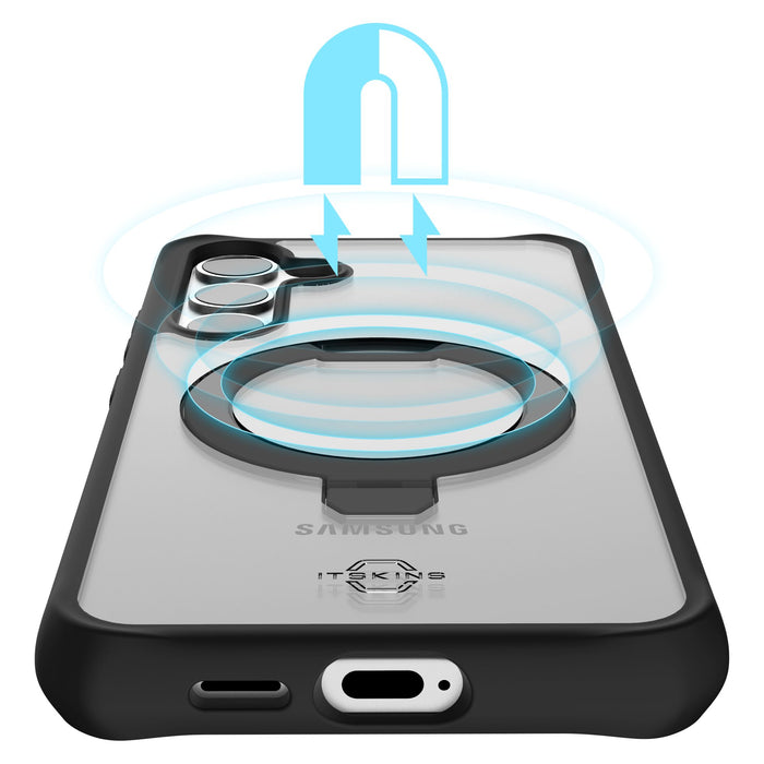 ITSkins Hybrid_R Stand MagSafe Case for Samsung Galaxy S24 Plus Black