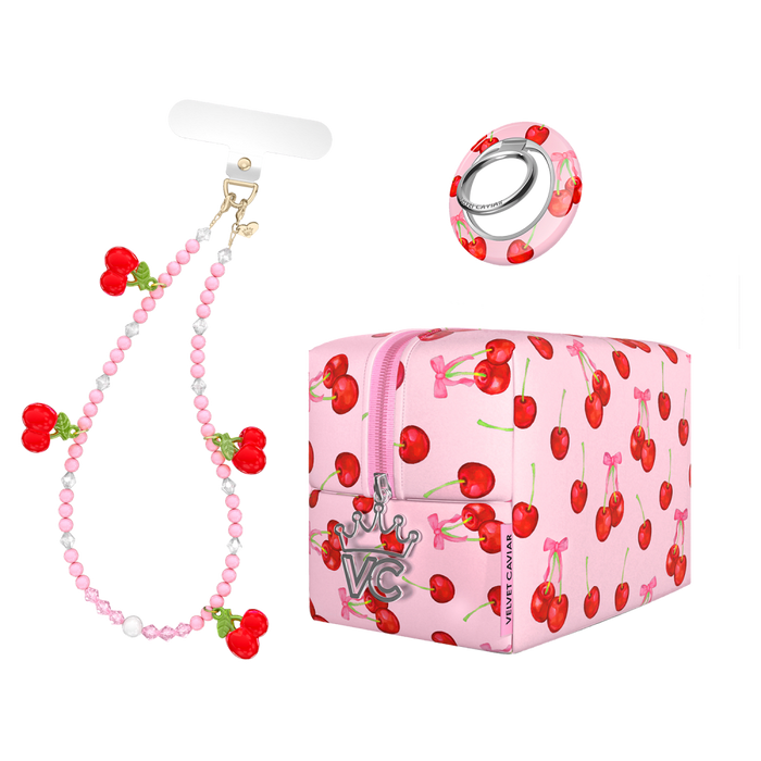 Velvet Caviar Gift Set with Charm, Grip Ring, Travel Bag Multi-Color