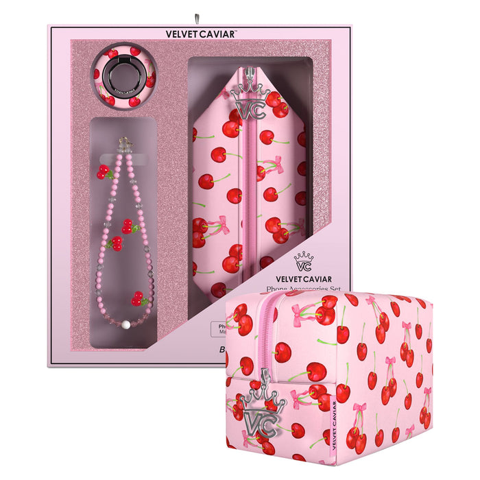 VELVET CAVIAR Gift Set with Charm, Grip Ring, Travel Bag Multi-Color