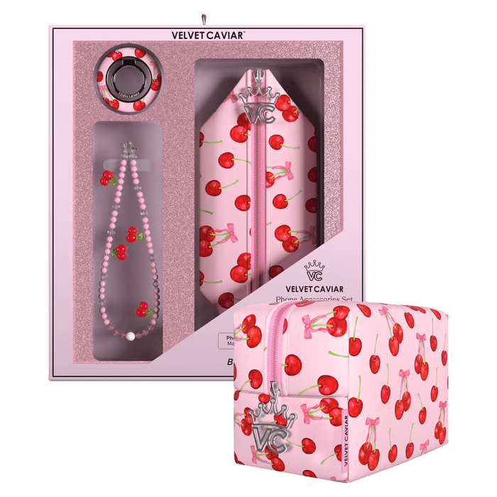 Velvet Caviar Gift Set with Charm, Grip Ring, Travel Bag Multi-Color