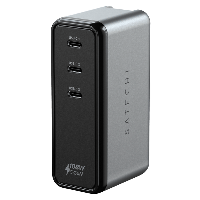 Satechi USB C 3 Port GAN Wall Charger 108W Space Gray