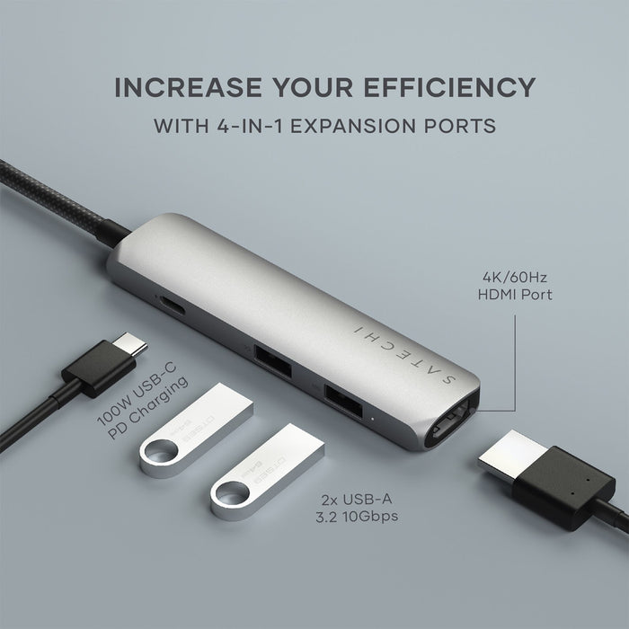 Satechi 4-in-1 USB-C Slim Multiport Adapter 4K