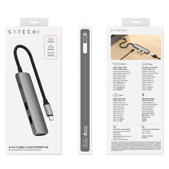 Satechi 4-in-1 USB-C Slim Multiport Adapter 4K
