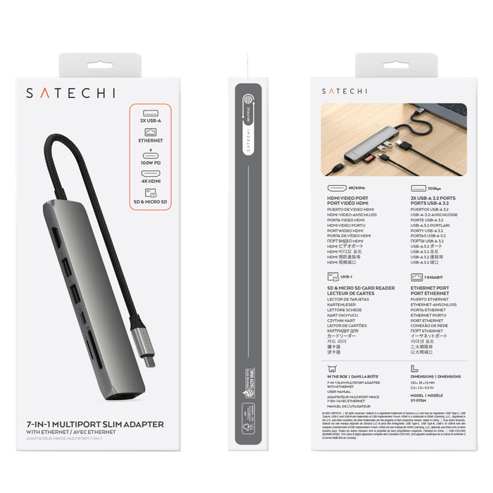 Satechi 7-in-1 USB-C Slim Multiport Adapter with Ethernet
