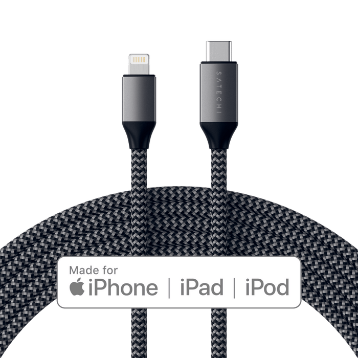 Satechi USB C to Apple Lightning Cable 6ft Space Gray