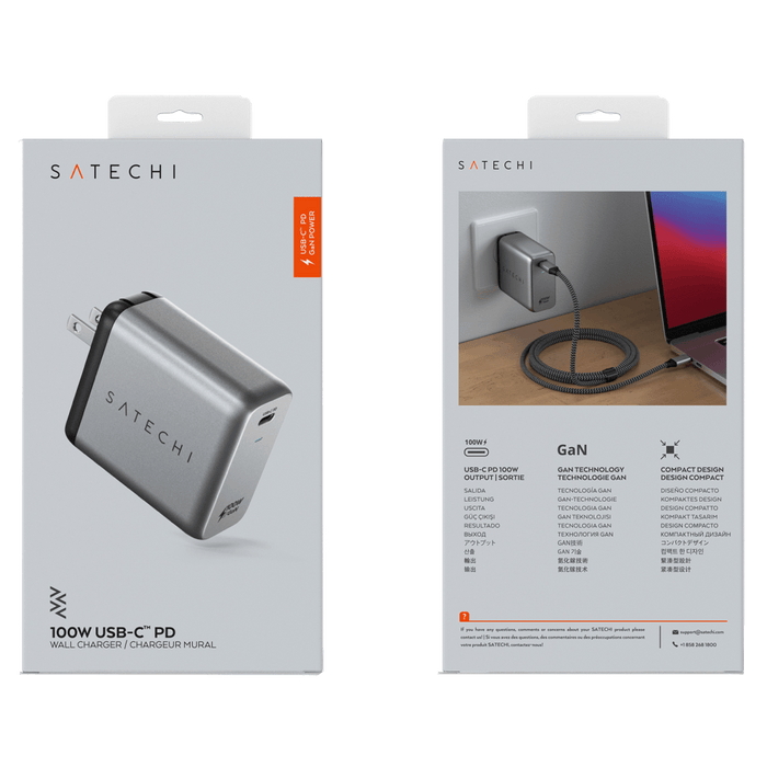 Satechi USB C PD Wall Charger 100W Space Gray