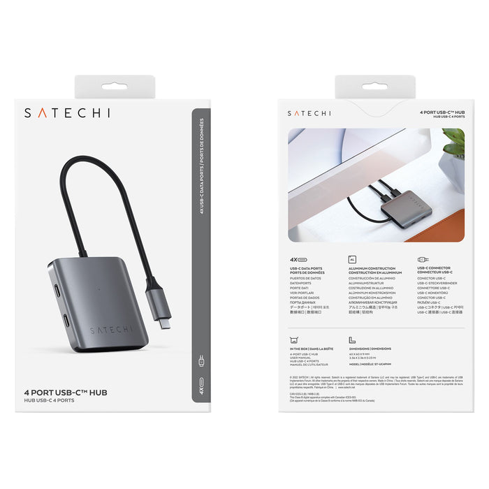 Satechi 4 Port USB C Hub Gray