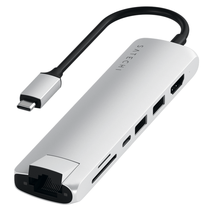 Satechi USB C Slim Multi Port with Ethernet Adapter Silver