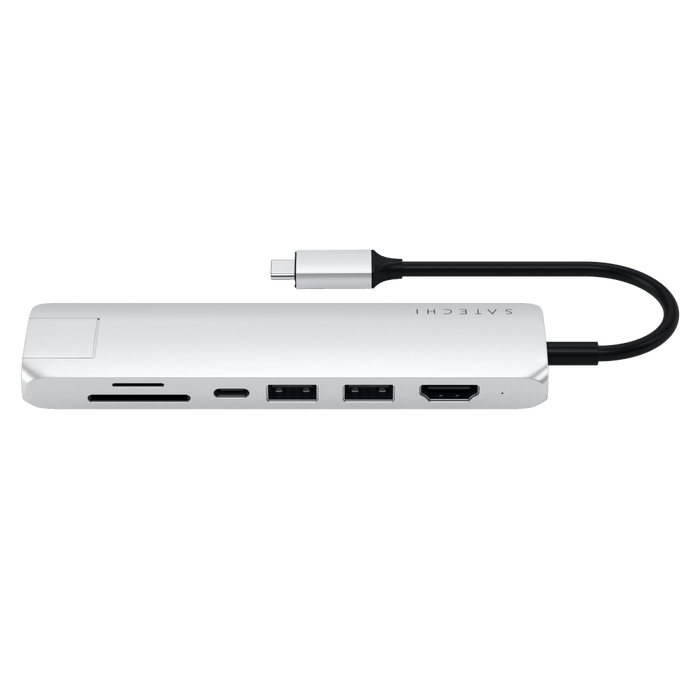 Satechi USB C Slim Multi Port with Ethernet Adapter Silver