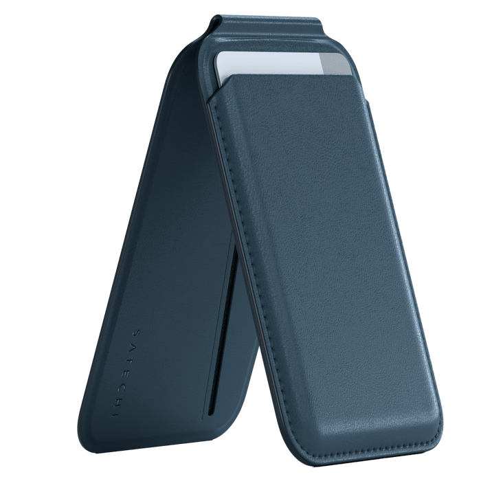 Satechi Vegan Leather Magnetic Wallet Stand Blue