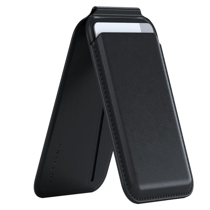 Satechi Vegan Leather Magnetic Wallet Stand Black