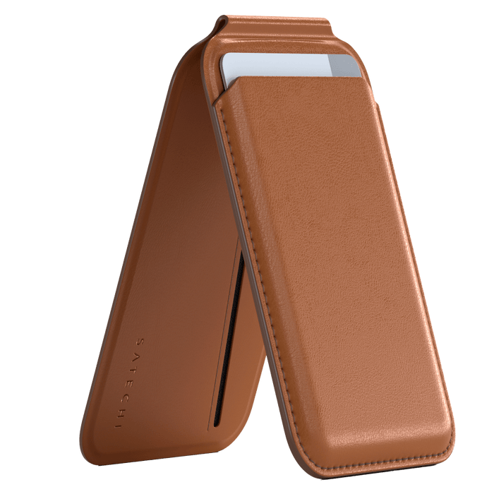 Satechi Vegan Leather Magentic Wallet Stand Brown