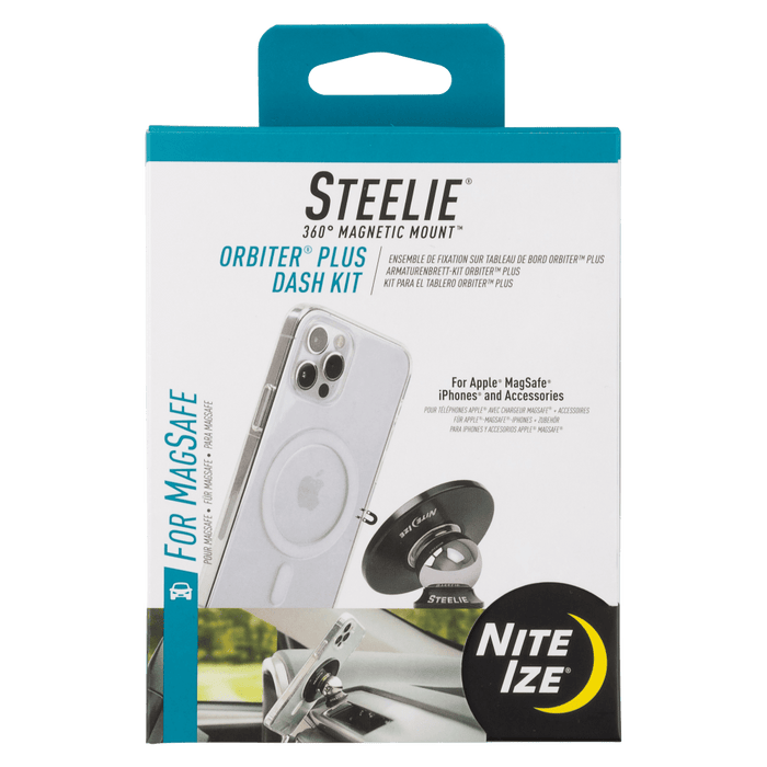 Nite Ize Steelie Orbiter Plus Dash Mount Kit for MagSafe Silver and Black