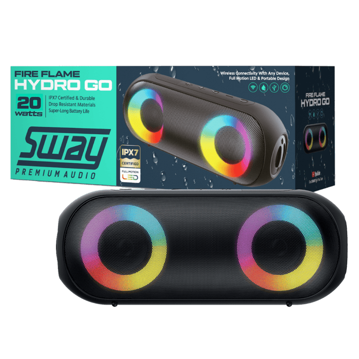 Sway Fire Flame Hydro Go Waterproof Bluetooth Speaker Black