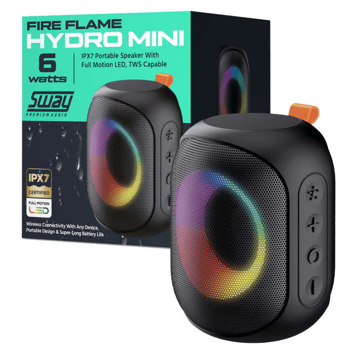 Sway Fire Flame Hydro Mini Waterproof Bluetooth Speaker Black