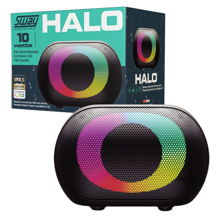 Sway Halo LED IPX5 Splash Resistant Bluetooth Speaker 10W Black