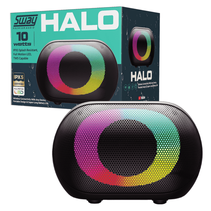 Sway Halo LED IPX5 Splash Resistant Bluetooth Speaker 10W Black