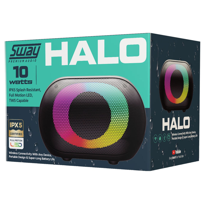 Sway Halo LED IPX5 Splash Resistant Bluetooth Speaker 10W Black