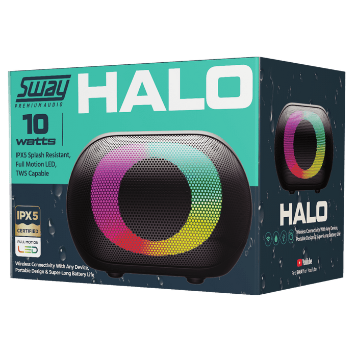 Sway Halo LED IPX5 Splash Resistant Bluetooth Speaker 10W Black