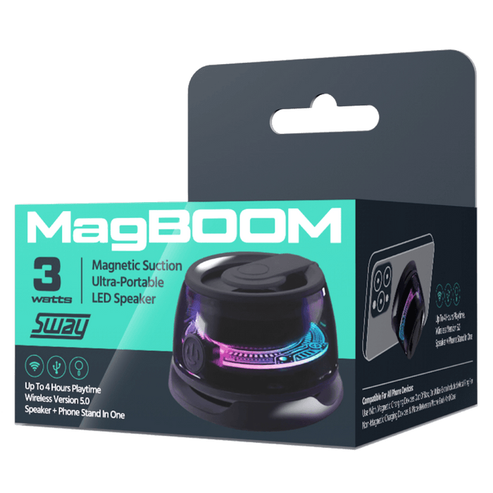 Sway MagBoom LED Magnetic Bluetooth Speaker Black